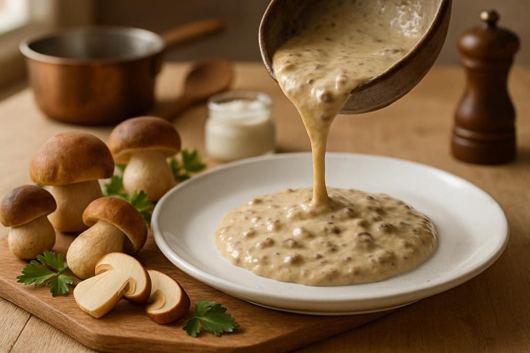 découvrez une délicieuse recette de sauce aux cèpes, parfaite pour accompagner vos plats de viande, pâtes ou riz avec une saveur riche et boisée.